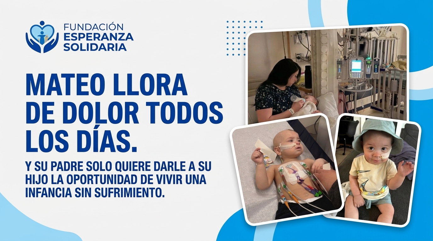 Mateo en el hospital con su mamá